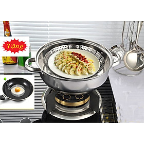 Mua Xửng/Vỉ hấp inox đa năng có chân đế gấp gọn tiện dụng size 30cm - Tặng khuôn ốp la