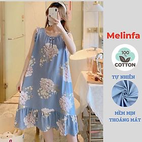 Váy ngủ nữ vải Cotton lanh lụa tự nhiên mềm mịn mát lạnh, đầm mặc nhà nữ tính mã VAV0279