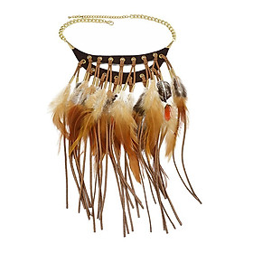 Fashion Tassel Faux Feather Necklace Pendant Statement Bib Choker Jewelry