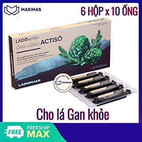 Ống uống Atiso Ladophar 6 hộp x 10 ống Giúp mát gan, lợi mật, hỗ trợ tăng cường chức năng gan, giúp cải thiện quá trình tiêu hóa tặng 1 túi trà