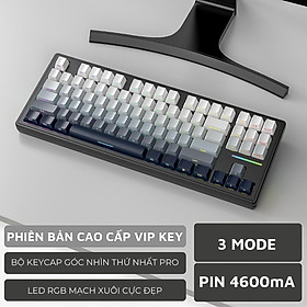 Bàn phím cơ gaming bluetooth Vinetteam M87 LED RGB bàn phím cơ không dây có Hotswap, White Switch, 3 Chế Độ Kết Nối tương thích với hệ điều hành MAC, Windows, và Android - hàng chính hãng - Dusty white ko dây