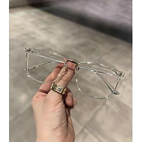Kính gọng nhựa dẻo trong suốt dáng vuông dễ đeo không kén mặt cho nam nữ