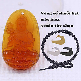 Mặt Phật tuổi Ngọ - Mặt Dây chuyền Phật Đại thế chí pha lê Trà kèm dây đeo - Đem lại bình an, thuận lợi - Size phù hợp cho nam và nữ