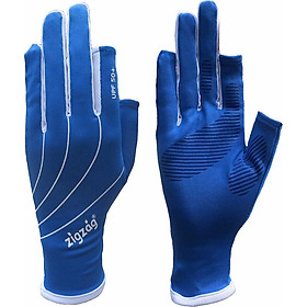 Găng tay hở ngón chống nắng UPF50+ xanh trắng Zigzag GLV00808