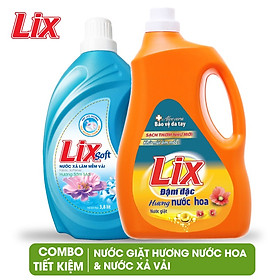 COMBO số 18 gồm Nước giặt Lix hương nước hoa 3.6kg NGH10 + Nước xả vải Lix