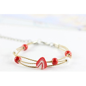 Lắc tay vòng tay nữ đính hạt gốm quả dâu tây