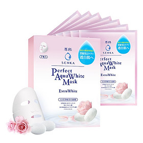 Hộp 7 Mặt Nạ Dưỡng Trắng Da Senka Perfect Aqua White Mask Extra White (25ml / Miếng) - 14994