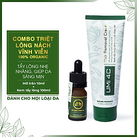 Combo triệt lông Nách vĩnh viễn tại nhà gồm Kem tẩy lông UMI 4C 100ml và Mỡ trăn U Minh Hạ 10ml an toàn tiết kiệm tại nhà