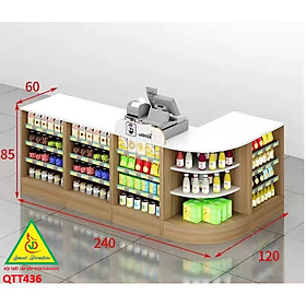 Bàn tính tiền, quầy thu ngân cho cửa hàng tiện lợi, siêu thị mini, shop QTT436 - NỘI THẤT LẮP RÁP VIENDONGADV