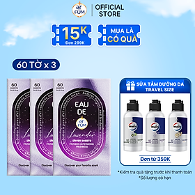 Combo 3 Giấy Thơm Arfum Dùng Cho Máy Sấy Làm Mềm Vải Và Chống Tĩnh Điện , Khử Mùi Tủ Giày, Tủ Quần Áo (60 Tờ/ Hộp)