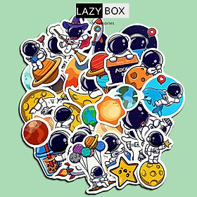 Set 30 sticker hình dán Phi hành gia trang trí mũ bảo hiểm, máy tính ván trượt