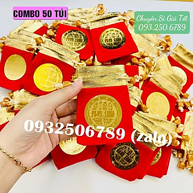 Set 50 túi gấm đỏ 2023 bằng nhung LÀM QUÀ TẶNG LÌ XÌ DỊP LỄ, TẾT, Tiền lì xì tết 2023 , NELI