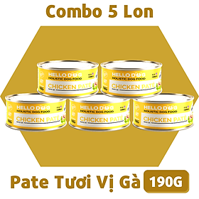 Combo 5 Lon Pate Cho Chó Vị Gà - Hello Dog Chicken Pate 190G