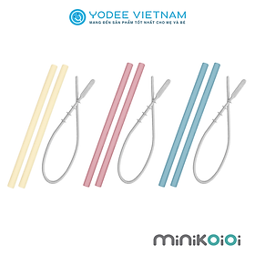 MinikOiOi Set cọ rửa và ống hút bằng silicone cao cấp tiện lợi và an toàn cho bé