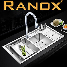 Mua Chậu rửa bát Hàn Quốc RANOX 3 hố và vòi rút dây RN4491