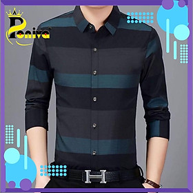 Áo Sơ Mi Nam Dài Tay Sọc Ngang Bảng To PONIVA