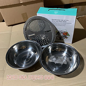 Mua BỘ THAU RỔ BÀO RAU CỦ ĐA NĂNG 3 MÓN (Gồm: thau chậu  rổ  bàn bào đa năng)