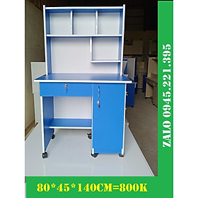 Mua Bàn học sinh liền kệ xanh dương kích thước 80*45*140cm size MIN