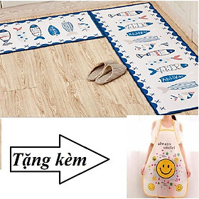 Combo 2 thảm trải sàn, thảm bếp 3D+ tặng Tạp dề chống thấm nước- HỌA TIẾT NGẪU NHIÊN