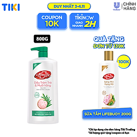 Sữa Tắm Lifebuoy Detox Và Sạch Sâu Khỏi Bụi Mịn Pm2.5 Và Vi Khuẩn Tràm Trà Muối Hồng 100% Từ Thiên Nhiên Chai 800G