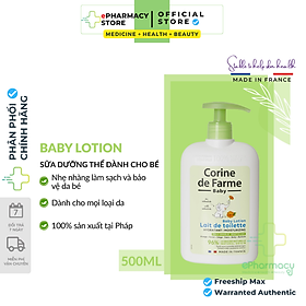Sữa dưỡng thể cho bé CORINE DE FARME BABY LOTION dưỡng ẩm an toàn cho bé