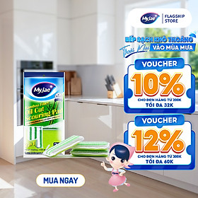 Miếng rửa chén đa năng sợi tre MyJae, miếng rửa chén chống xước 2 mặt, siêu bền đánh bay dầu bẩn