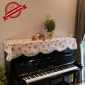 Mua Khăn Phủ Đàn Piano Họa Tiết Hoa Hồng Bất Tử  Tua Rua Sang Trọng KU-04