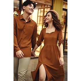 Áo đôi nam nữ đẹp Set Váy nữ sơ mi nam đôi Hàn Quốc Couple kẻ caro xanh  AV28  Lazadavn