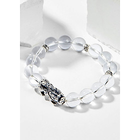 Vòng Tay Phong Thủy Đá Thạch Anh Trắng Phối Charm Tỳ Hưu Bạc (10mm) Mệnh Kim, Thủy Ngọc Quý Gemstones