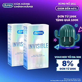 COMBO 2 HỘP BAO CAO SU DUREX INVISIBLE EXTRA THIN EXTRA SENSITIVE 10S (10 bao/hộp)