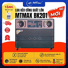 Loa Kéo MTMAX BK201 - Loa Khủng Long 2 Bass 35 Cho Ra Chất Âm Uy Lực Đi Kèm 2 Micro Cao Cấp Tặng Bộ Pin Sạc B02 hàng chính hãng
