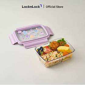 Hộp cơm nhựa 3 ngăn trong suốt LocknLock 750ml - LCB501 và 1L - LCB502 - 2 màu (Tím, Xanh)