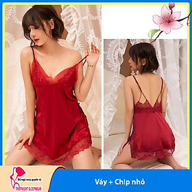 Váy ngủ lụa cao cấp Q81 -  váy ngủ nữ - váy ngủ 2 dây ngủ gợi cảm - váy ngủ sexy - đầm ngủ lụa mặc nhà hai dây phối ren