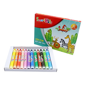 Hộp Bút Sáp Màu SMARTKIDS Safari 12 - Màu Khay Giấy