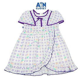 Đầm bé gái họa tiết Hoa Caro Tím cotton thêu - AICDBGB9DINJ - AIN Closet