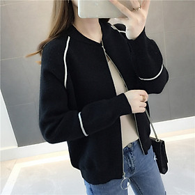 Hình ảnh Áo khoác cardigan nữ dáng ngắn có khoá kéo len mềm mại phong cách Hàn Quốc freesize dưới 63kg