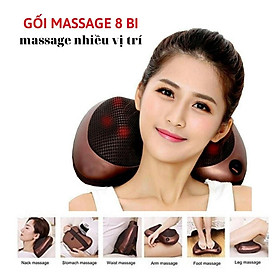 Máy Massage Hồng Ngoại 8 Bi - Gối Massage Cổ Matxa Thư Giản Cổ Vai Gáy Tặng Kèm Dây Cắm Sử 