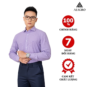 Áo sơ mi nam dài tay ALIGRO màu tím, 100% chất cotton thoáng mát, thấm hút mồ hôi tốt, cổ bẻ, dáng ôm body ALGS153