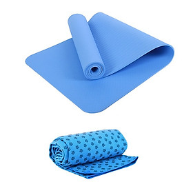 Combo Thảm tập yoga TPE 8mm Elite Sport 1 lớp + Khăn trải thảm hạt nổi silicon (Màu ngẫu nhiên)