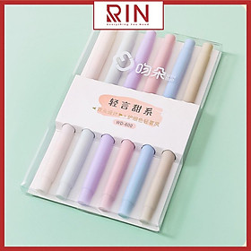 Set 6 bút highlight dạ quang đánh dấu dòng Pastel 2 đầu