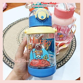 Bình nước học sinh, bình nước 600ml, bình nước họa tiết phi hành gia,Baby Tôm