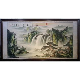 Tranh thủy mặc đen trắng -Thác nước ( Lộc đổ về )