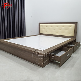 Mua Giường Kiểu Nhật Có Nệm Đầu Giường Hộc Kéo Cao Cấp FINE FG166 Kích Thước 1m8
