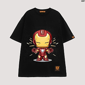 Áo thun tay lỡ unisex áo phông trơn nam nữ Iron man mini vui nhộn
