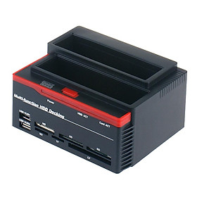 Đế cắm ổ cứng USB 2.0 sang SATA  với Hub 2 cổng, Chức năng sao chép ngoại tuyến cho 2,5 inch & 3,5 inch-Màu đen-Size Phích cắm của Hoa Kỳ