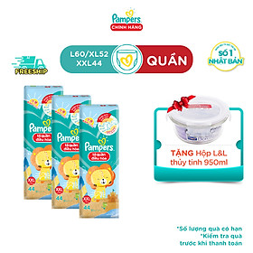 Combo 3 Tã Quần Pampers Điều Hoà XXL44 - Tặng Hủ L&L 950ml