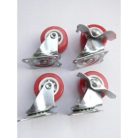 Mua Bánh xe 4 cm bằng nhựa màu đỏ xoay 360 độ có khóa chống trượt