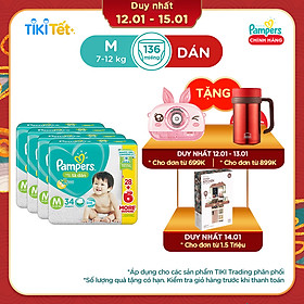 Combo 4 Tã Dán Pampers Baby Dry Gói Đại - Size M M34 (34 Miếng)