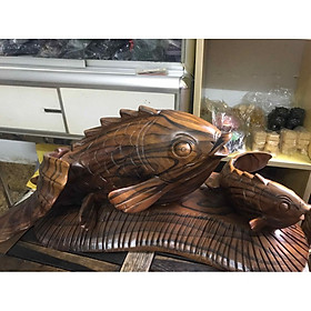 Mua Tượng Cá Chép Mẹ Con Gỗ Gõ Sọc Đen Đậm Size Dài 60cm Cao 30cm Ngang 25cm Anh Chị Trưng Phòng Khách Nhà  Công Ty  Trên Bàn Uống Trà   Quà Biếu Tặng ý nghĩa cá chép có cá có tiền tài lộc ạ