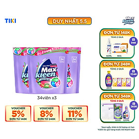 Combo 3 viên giặt xả MaxKleen hương ngày thư thái (34 viên/túi)